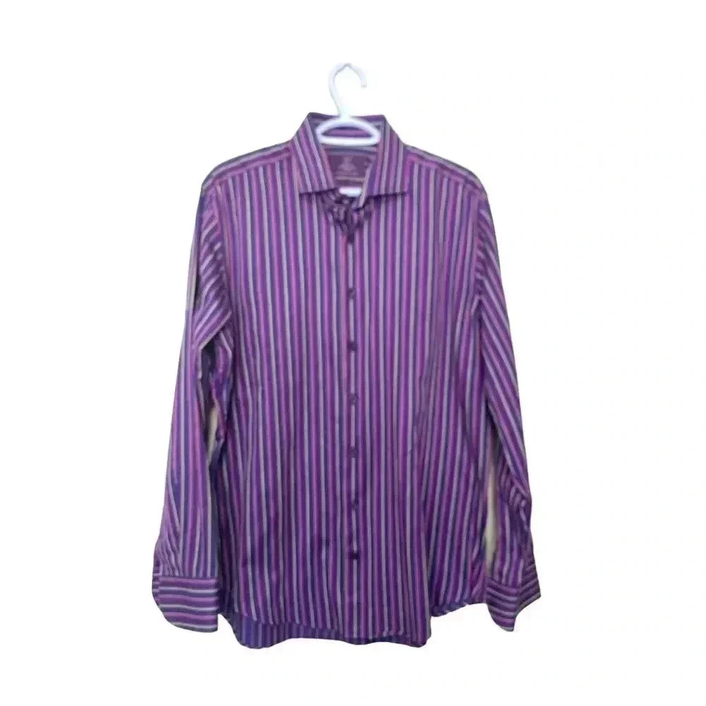 Hawes & Curtis of London striped slim fit men’s button down shirt